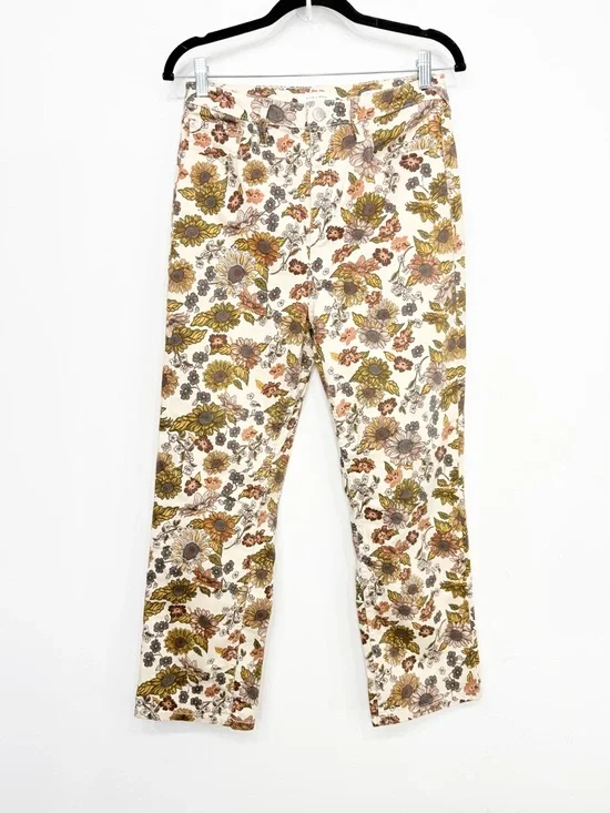 Cleo + Wolf Country Garden Yellow Floral Print High Rise Boot Cut Jeans - Picture 5 of 16